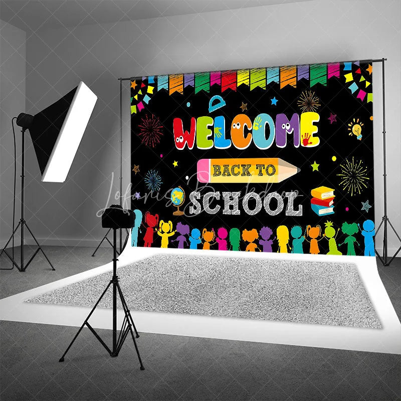 Lofaris Welcome Back To School Photography Backdrop Colorful Classroom Decoration Fun Kids First Day Party Supplies Educational