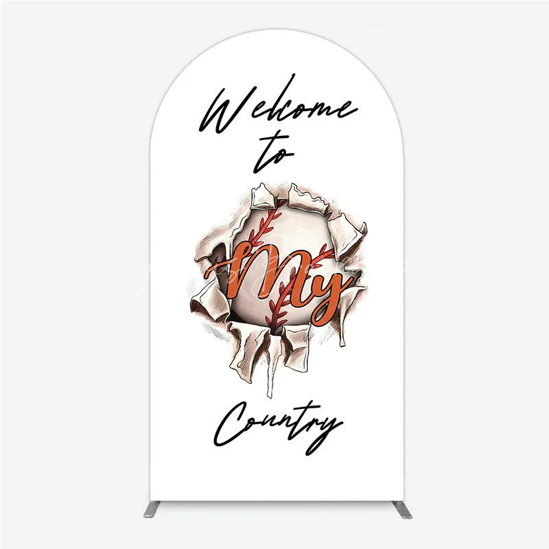 Lofaris Welcome to My Country Baseball Arch Backdrop Sports Theme Breakthrough Design Party Cover