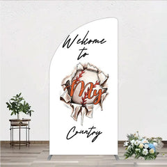 Lofaris Welcome to My Country Baseball Half Moon Arch Backdrop Sports Theme Breakthrough Design Party Cover