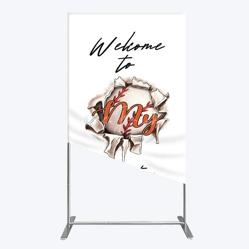 Lofaris Welcome to My Country Baseball Rectangle Backdrop Sports Theme Breakthrough Design Party Cover
