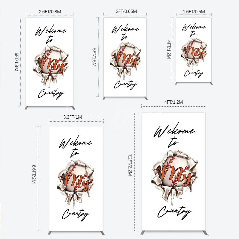 Lofaris Welcome to My Country Baseball Rectangle Backdrop Sports Theme Breakthrough Design Party Cover