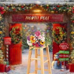 Lofaris Welcome to the North Pole Christmas Backdrop Santa’s Elf Village and Sleigh Winter Wonderland Party Decor