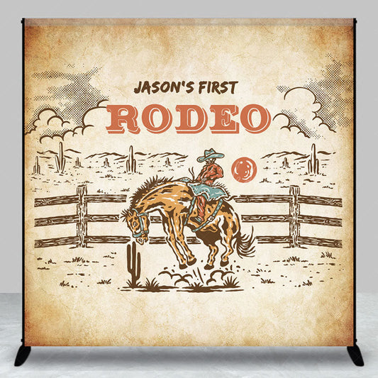 Lofaris Western Cowboy Farm First Rodeo Custom Name Backdrop