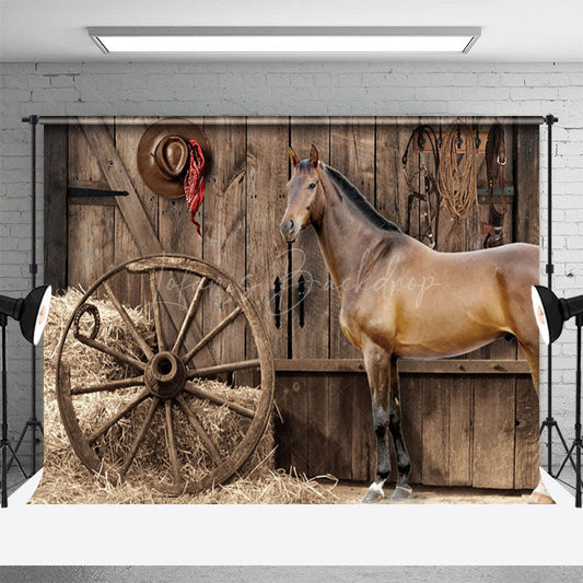 Lofaris Western Cowboy Stable Oldstyle Photography Backdrop