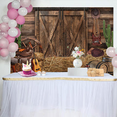 Lofaris Western Farm Barn Cactus Boots Hat Cowboy Backdrop