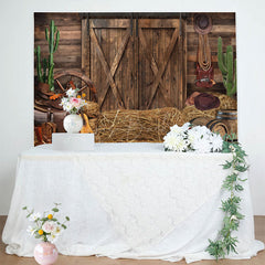 Lofaris Western Farm Barn Cactus Boots Hat Cowboy Backdrop