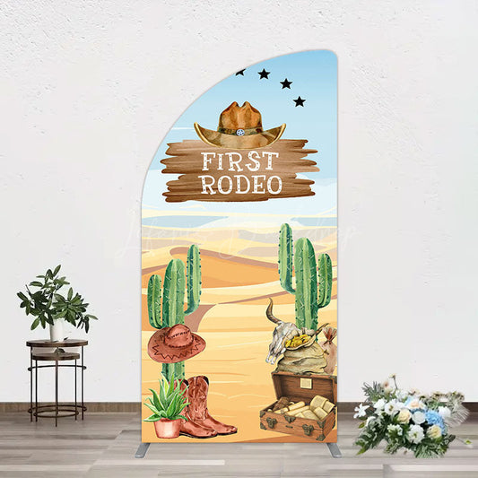 Lofaris Western Region First Rodeo Birthday Half Moon Arch Backdrop