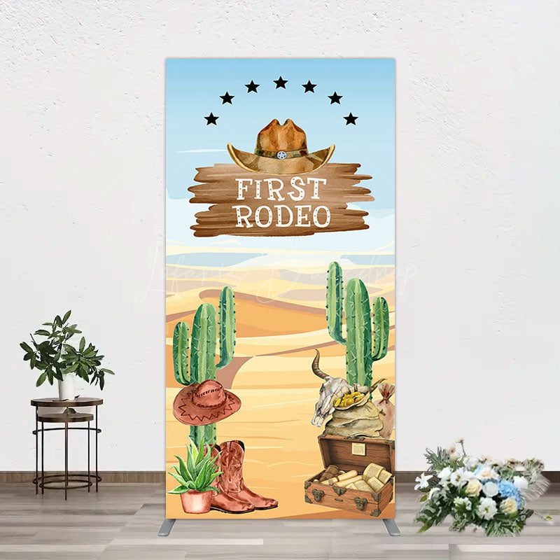 Lofaris Western Region First Rodeo Birthday Rectangle Backdrop