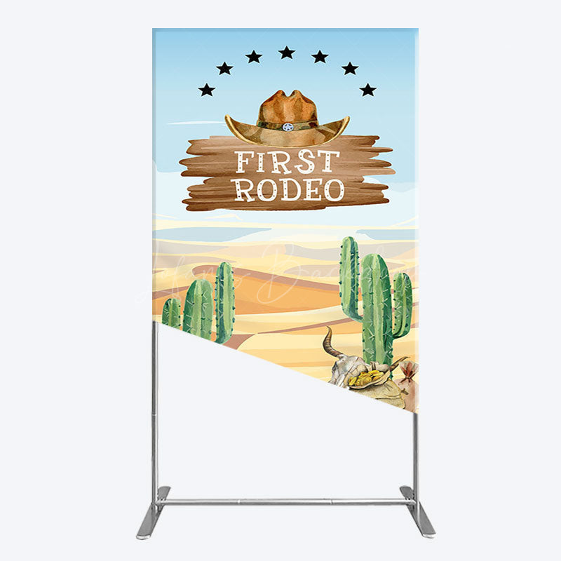 Lofaris Western Region First Rodeo Birthday Rectangle Backdrop