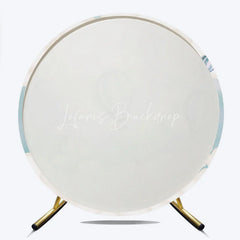 Lofaris Whimsical Blue and White Hot Air Balloon Clouds Sky Round Backdrop for Baby Shower Birthday Party