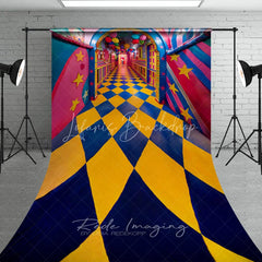 Lofaris Whimsical Checkered Hallway Fine Art Photography Backdrop Colorful Balloons Sweep Portrait Studio Background