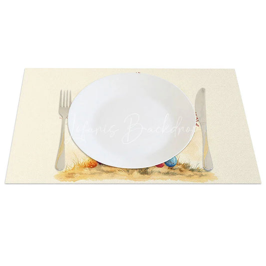 Lofaris Whimsical Easter Egg Tree Set of 4 Placemats Hanging Colorful Eggs Table Mats Spring Creative Dining Decor