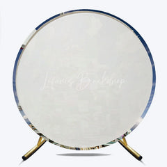 Lofaris Whimsical Flying Books and Stacked Round Backdrop Blue Sky Cloud Academic Theme for Graduation