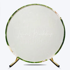 Lofaris Whimsical Green Enchanted Forest Fairy Happy Birthday Round Backdrop with Glowing Lights Magical Party Decor