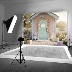 Lofaris Whimsical Pastel Playhouse Photography Backdrop Floral Arch Fairy Lights Magical Meadow Baby Shower or Kids Birthday