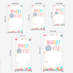 Lofaris Whimsical Pastel Sweet One Lollipop and Dessert Confetti Rectangle Arch Backdrop First Birthday Party Decor
