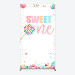 Lofaris Whimsical Pastel Sweet One Lollipop and Dessert Confetti Rectangle Arch Backdrop First Birthday Party Decor