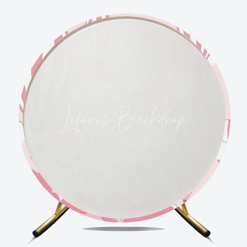 Lofaris Whimsical Pink and White Hot Air Balloon Round Backdrop with Dreamy Clouds for Baby Shower Birthday Party Decor
