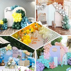 Lofaris Whimsical Sky Fantasy Landscape Half Moon Arch Backdrop Colorful Balloons Birthday Party Decor