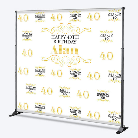 Lofaris White Aged To Perfection 40 Custom Birthday Backdrop