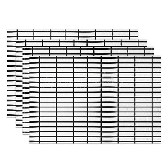 Lofaris White and Black Lines Plaid Pattern Set of 4 Placemats Modern Geometric for Farmhouse Kitchen Decor