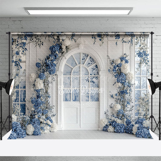 Lofaris White And Blue Elegant Floral Sweet Wedding Backdrop