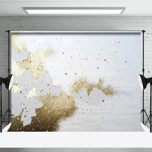 Lofaris White and Gold Glitter Abstract Photography Backdrop Elegant Shimmer Splatter Photo Background for Studio Shoots Events