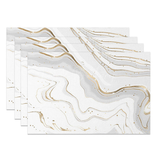 Lofaris White and Gold Marble Placemats Set of 4 Luxury Stone Texture for Elegant Wedding Holiday Decor