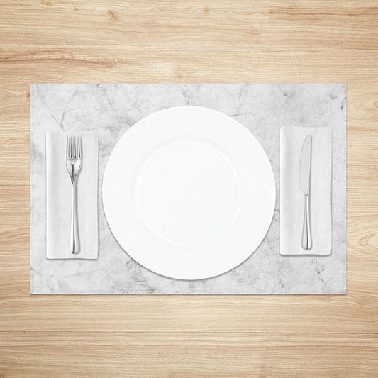 Lofaris White and Grey Marble Placemats Set of 4 Abstract Stone Texture for Modern Minimalist Dining Decor