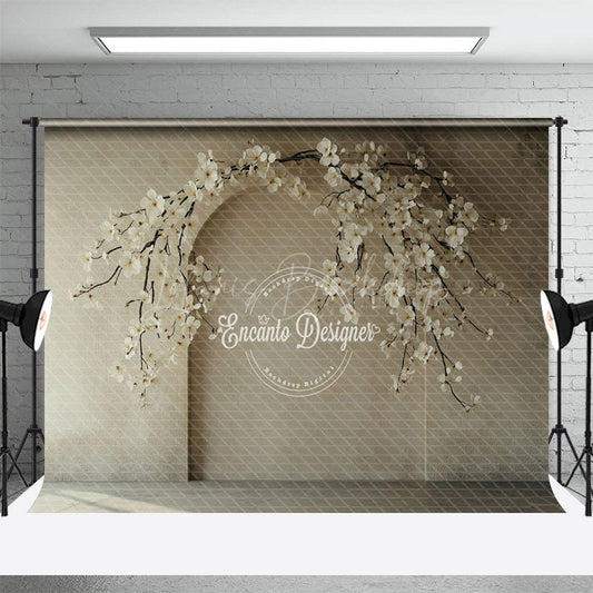 Lofaris White Arch Wall Floral Wedding Photography Backdrop