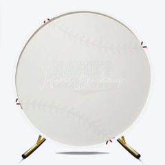 Lofaris White Baseball Rookie Year Round Backdrop with Red Stitching Sports Theme Baby Shower or Birthday Party Decor