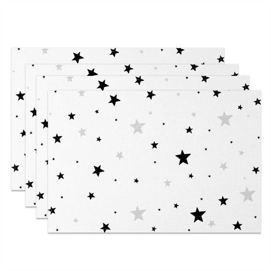 Lofaris White Black Grey Stars Pattern Set of 4 Placemats