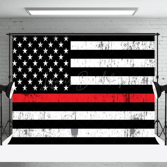 Lofaris White Black Red Vintage Shabby Usa Flag Backdrop