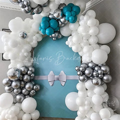 Lofaris White Bow Tiffany Blue Birthday Arch Backdrop