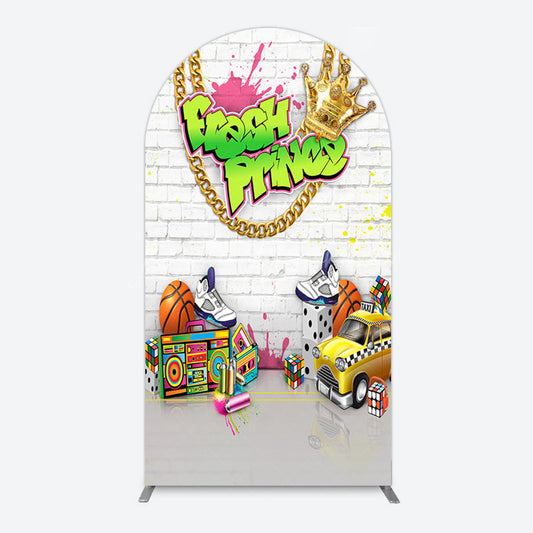Lofaris White Brick Wall Fresh Prince Birthday Arch Backdrop