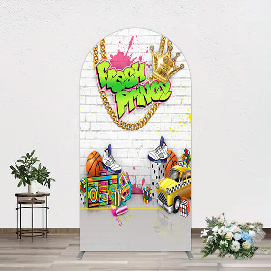 Lofaris White Brick Wall Fresh Prince Birthday Arch Backdrop