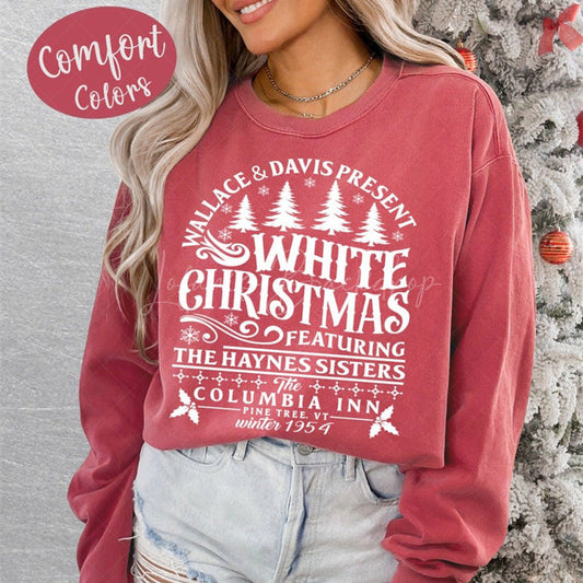 Lofaris White Christmas Sister Sweatshirt Personalized Name Sibling Holiday Gift Cute Matching Outfit for Sisters Friends