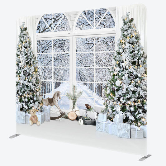 Lofaris White Christmas Trees Window Pillow Cover Backdrop