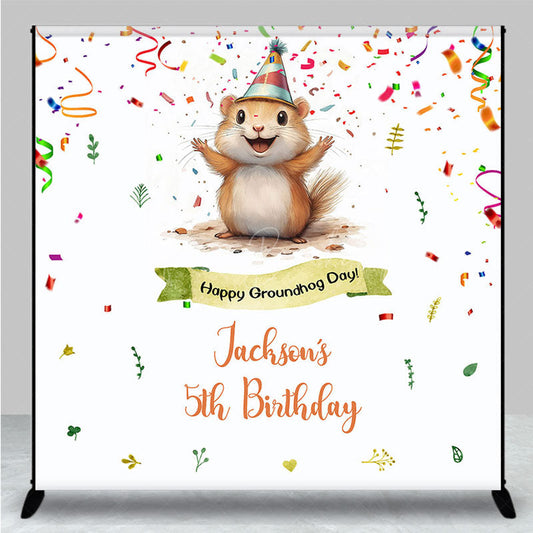 Lofaris White Colorful Ribbons Custom 5th Birthday Backdrop