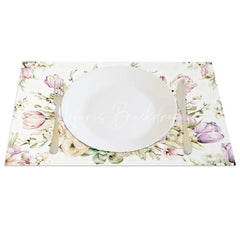 Lofaris White Cross Floral Rabbit Set of 4 Placemats Religious Easter Bunny Table Mats for Spring Party