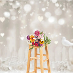 Lofaris White Dove and Heart Bokeh Photography Backdrop Elegant Floral Fence Romantic Wedding Studio Background