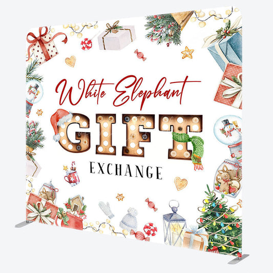 Lofaris White Elephant Gift Exchange Pillow Case Backdrop