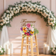 Lofaris White Floral Arch Candles Peaceful Wedding Backdrop