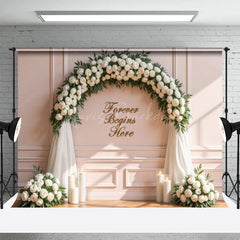 Lofaris White Floral Arch Candles Peaceful Wedding Backdrop