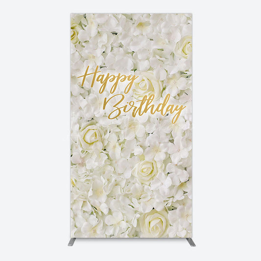 Lofaris White Floral Happy Birthday Sweety Rectangle Backdrop