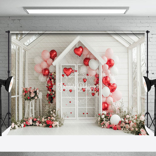 Lofaris White Floral House Romantic Balloons Photo Backdrop