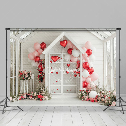 Lofaris White Floral House Romantic Balloons Photo Backdrop
