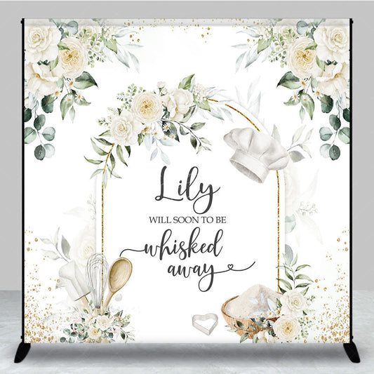 Lofaris White Floral Sweet Cooker Custom Baby Shower Backdrop