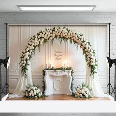 Lofaris White Floral Wedding Sweet Candle Backdrop