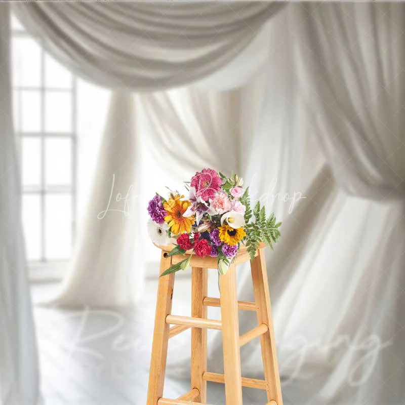 Lofaris White Flowing Fabric Photography Backdrop Soft Sheer Curtains Dreamy Photo Background Angelic Maternity Prop